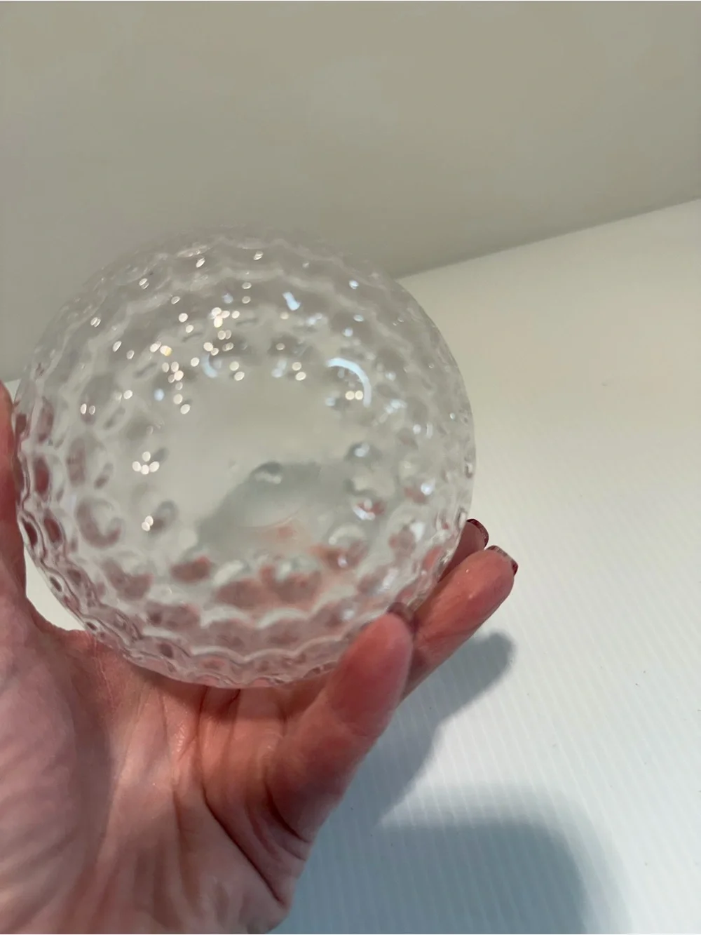 Vintage Clear Golf Ball Glass Votive Candle Holder / Fairy Lamp Shade